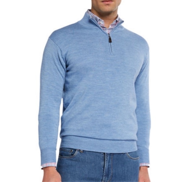 Peter Millar | Men's Extrafine Italian Merino Wool Quarter Zip Pullover Sweater - Picture 10 of 10